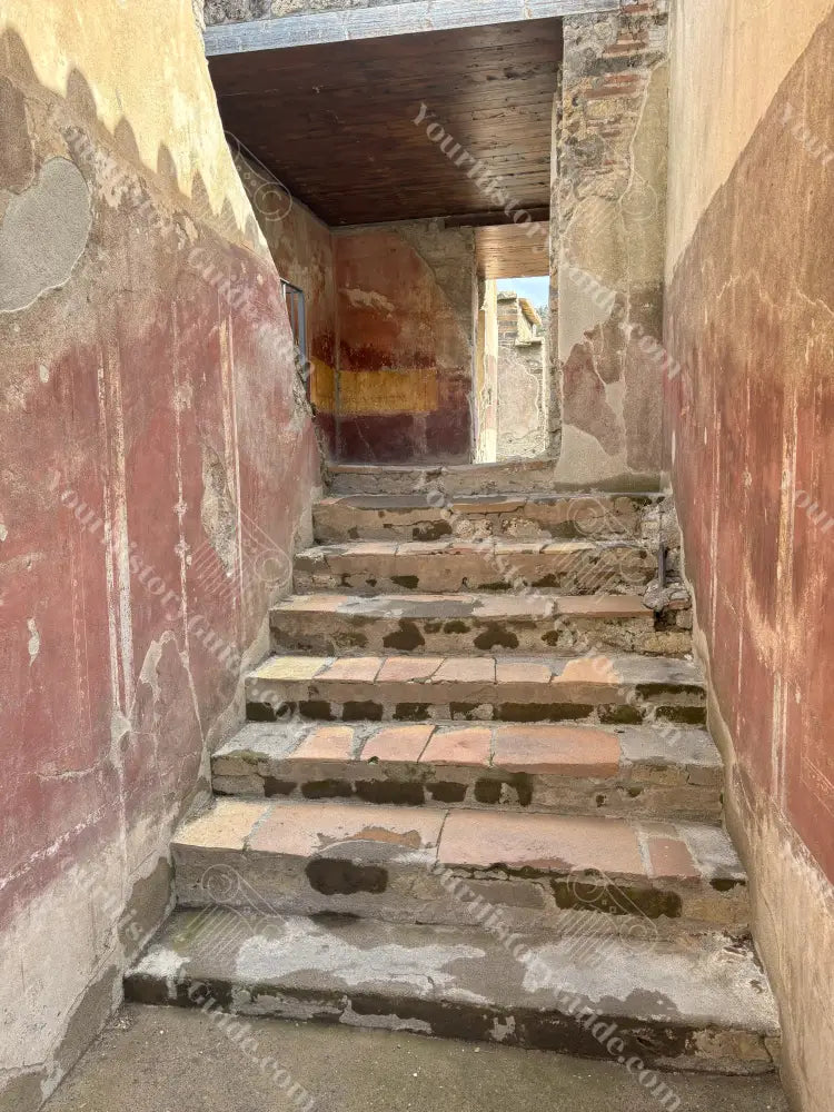 Stairs between levels at the House of Marcus Lucretius at Pompeii History Photography